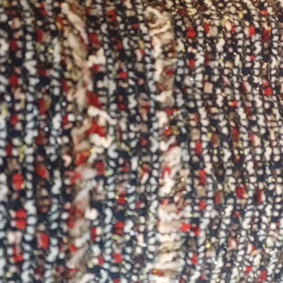 J.Crew Tweed Multicolored Fringe Trim Short Sleeve Shift Dress oversize - Picture 4 of 7